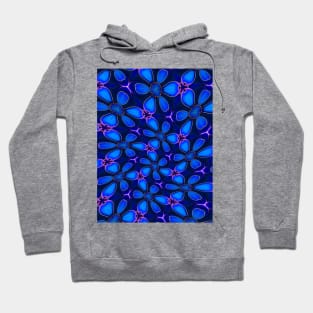 Deep Blue Flower Pattern Hoodie